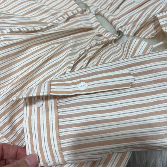 Jonathan Simkhai Janet Striped Open Back Cut-out Maxi Shirtdress Size 10 NWT - Picture 14 of 16